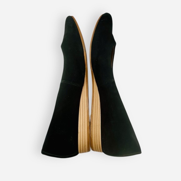 Vintage 7 Eight Black Suede Leather Slip On Pointed Toe Flats Shoes - Picture 4 of 9